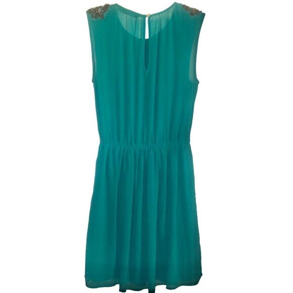 Zara Trafaluc Above the Knee Chiffon  Dress with Bead Detail in Green Women’s XS - Picture 5 of 7